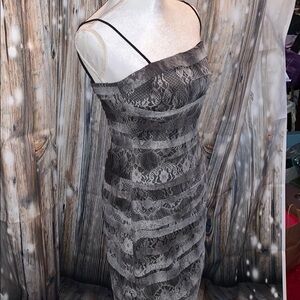 J S Collection Cocktail Dress Layers o/Lace-Fitted